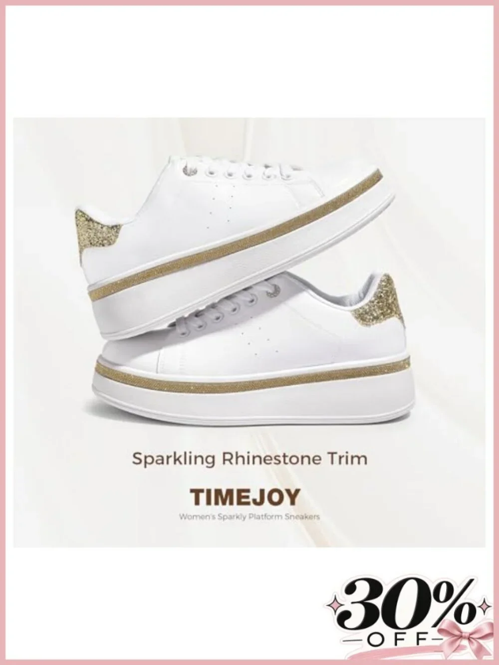 Sparkly Platform Sneakers with Glitter Accents Lace-Up Streetwear Shoes